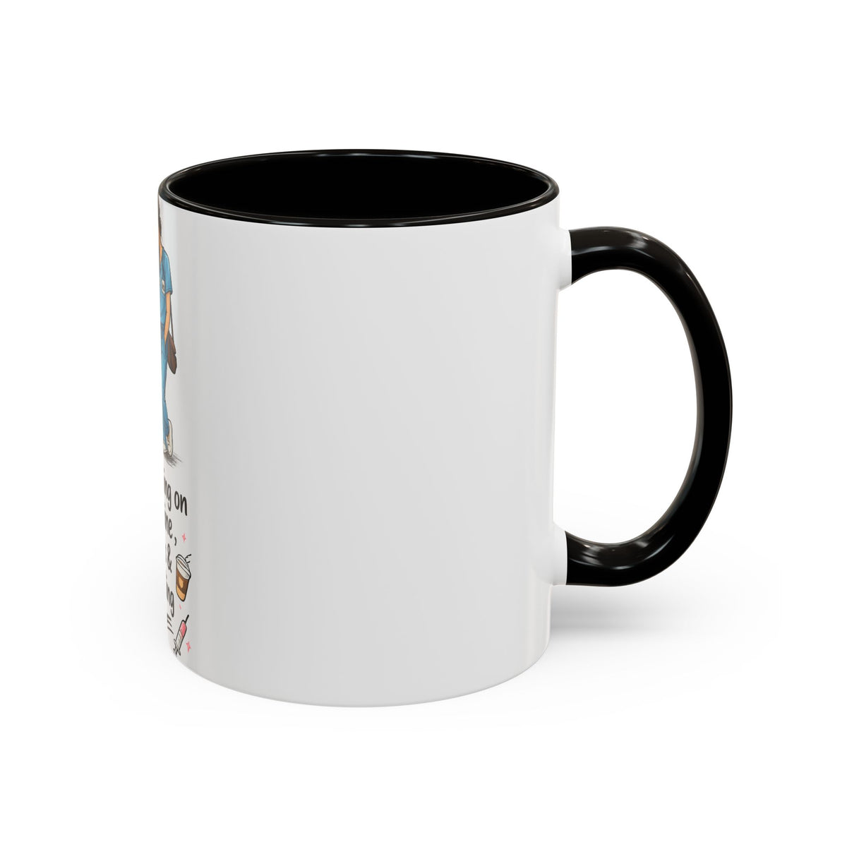 Nurse Mug — "Running on Caffeine, Chaos & a Calling" Color Accent Coffee Cup (11oz/15oz)