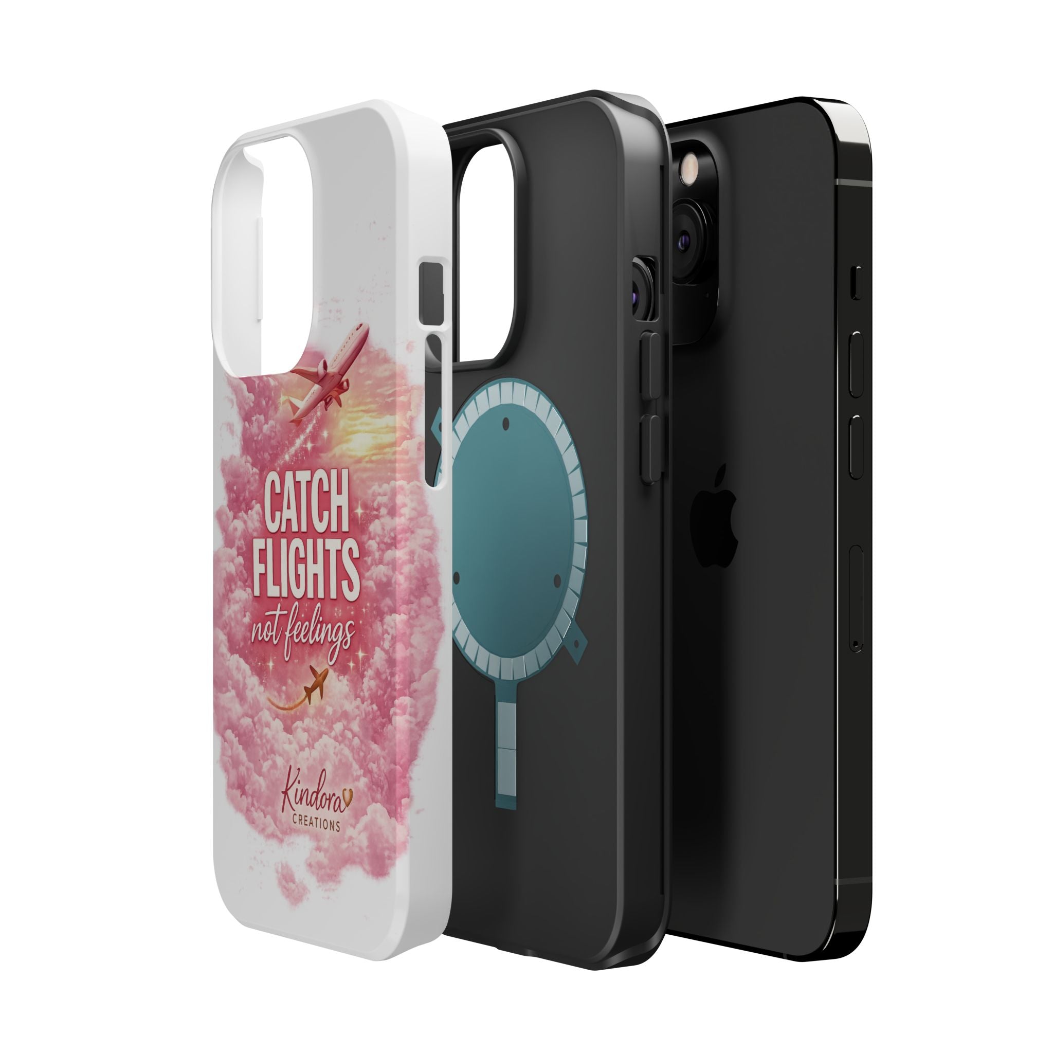 iPhone Case — "Catch Flights Not Feelings" Magnetic Impact-Resistant Travel Phone Case