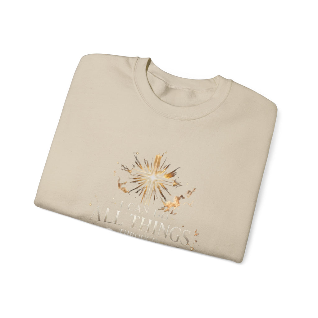 Crewneck Sweatshirt — “I Can Do All Things Through Christ” Faith Verse Pullover