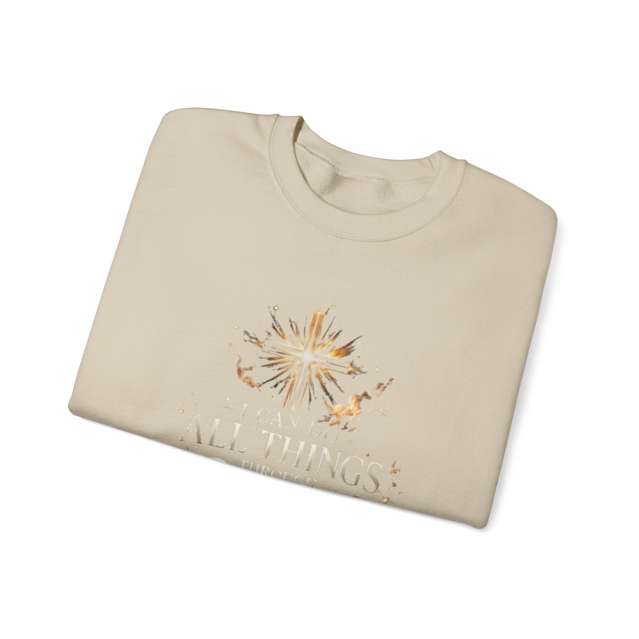 Crewneck Sweatshirt — “I Can Do All Things Through Christ” Faith Verse Pullover