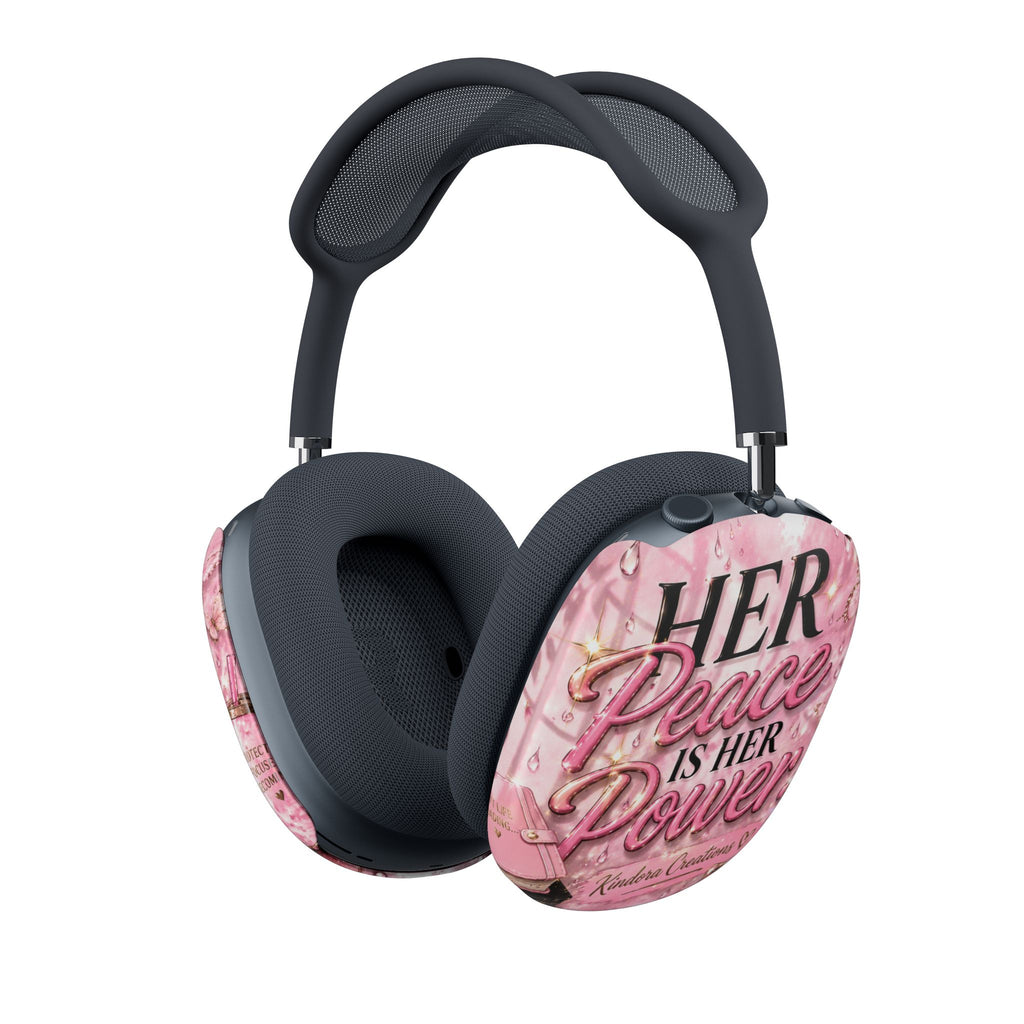 Her Peace Is Her Power AirPod Max Covers — Feminine Pink Inspirational Headphone Skins