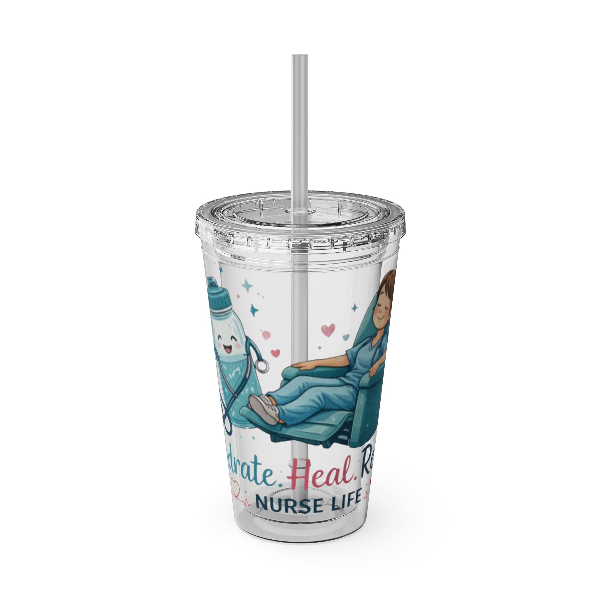 Hydrate Heal Repeat Nurse Life Tumbler | 16oz Straw Cup