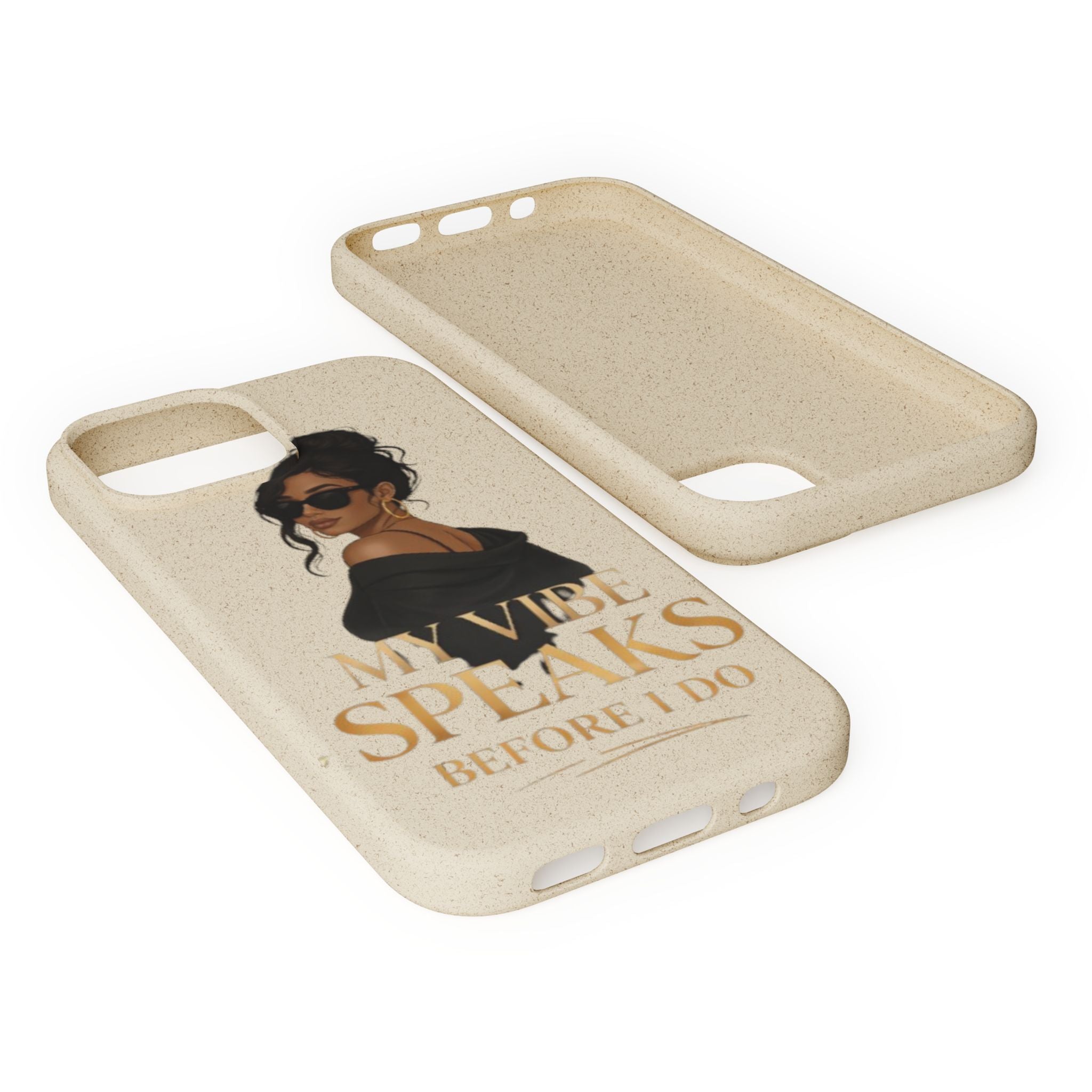 Biodegradable Phone Case — 'My Vibe Speaks Before I Do' Stylish Eco-Friendly Phone Cover