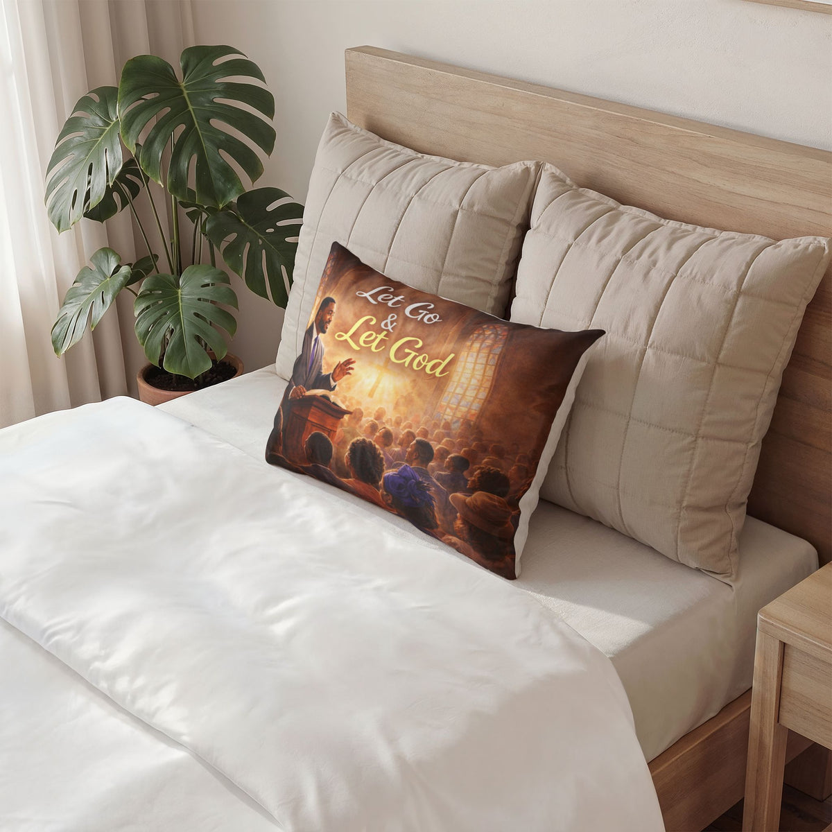 Let Go & Let God Pillow Sham — Christian Inspirational Decorative Pillowcase