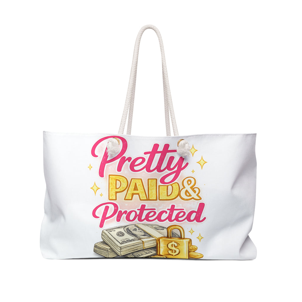 Pretty Paid & Protected Weekender Bag — Money, Lock & Sparkle Travel Tote