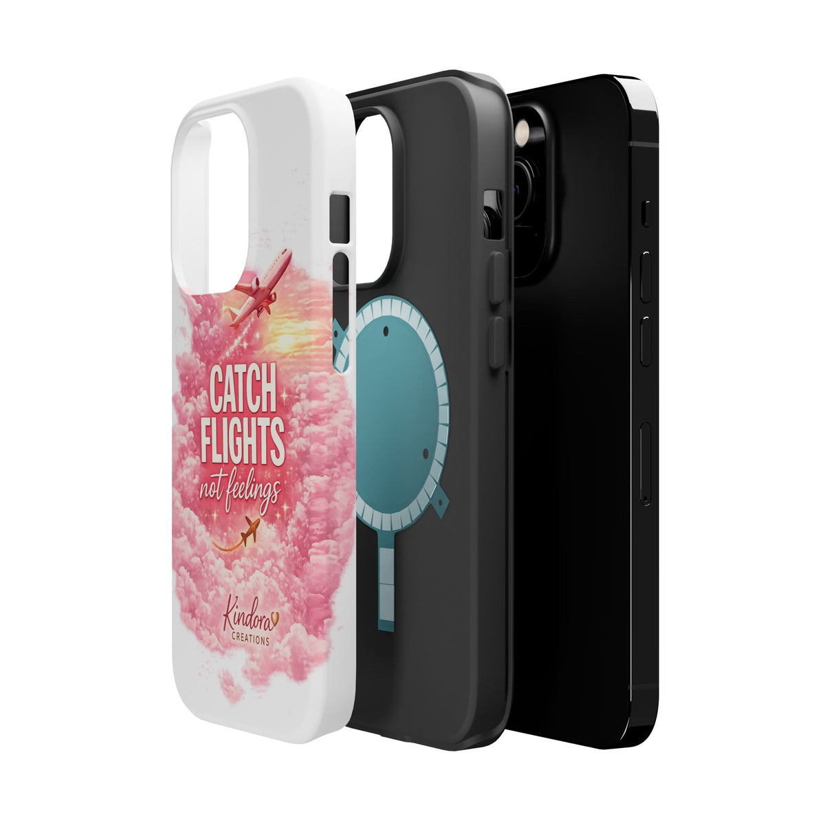 iPhone Case — "Catch Flights Not Feelings" Magnetic Impact-Resistant Travel Phone Case