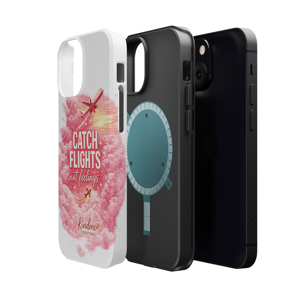 iPhone Case — "Catch Flights Not Feelings" Magnetic Impact-Resistant Travel Phone Case