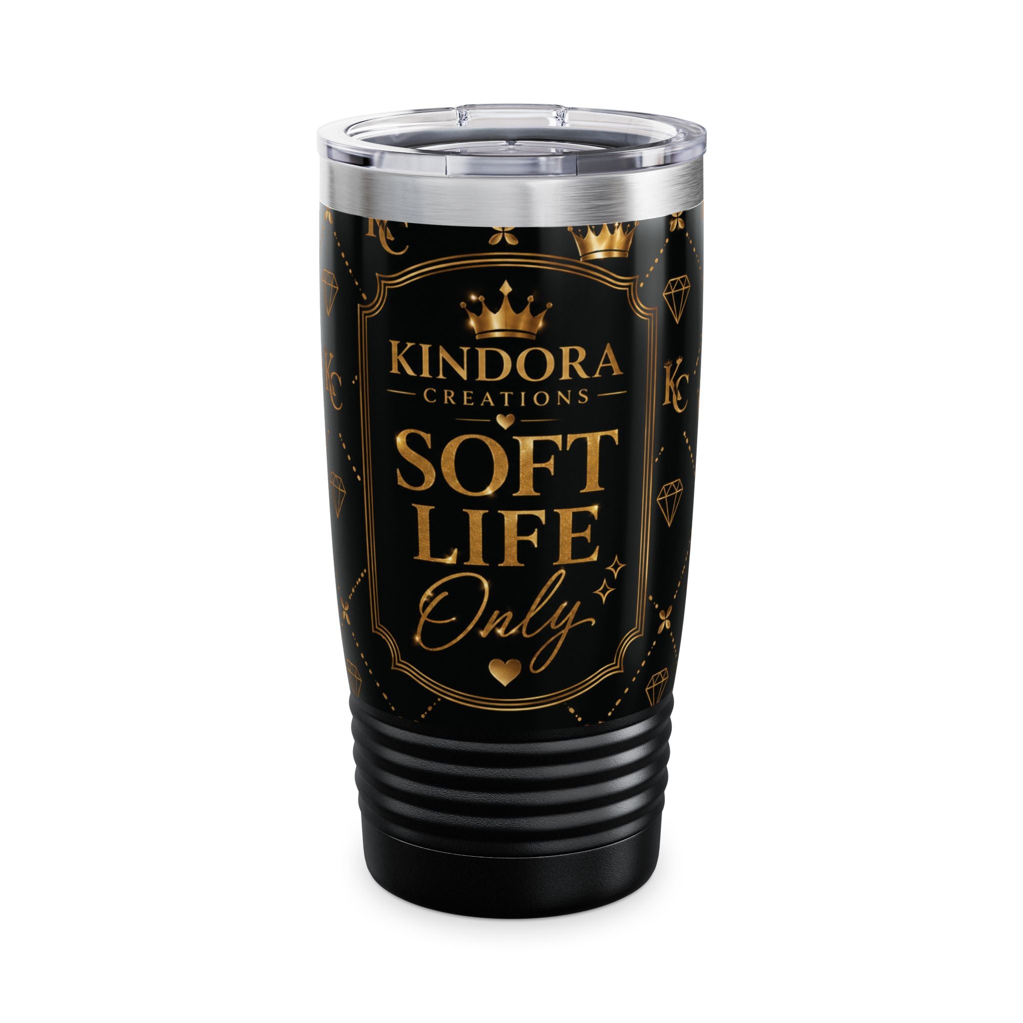 Soft Life Only Tumbler 💎 | Luxury Black & Gold Glam Cup | Pretty Girl Era Aesthetic Travel Mug (20oz)