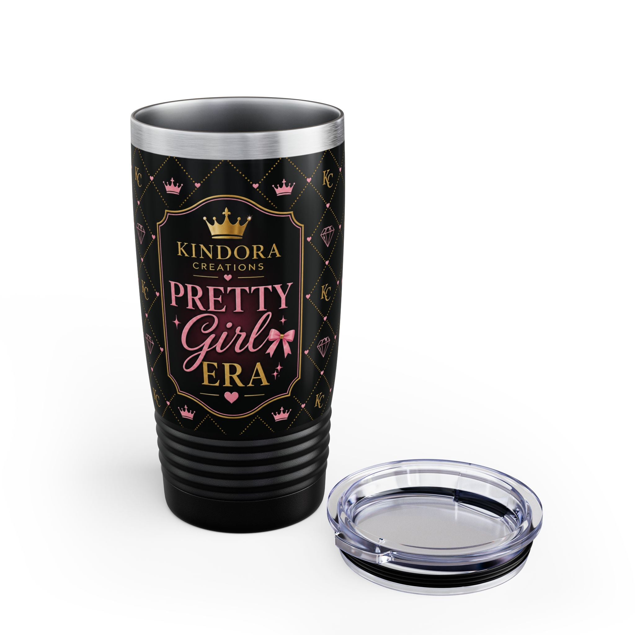 Pretty Girl Era Tumbler 🎀 | Luxury Black & Pink Glam Cup | Aesthetic Insulated Travel Mug (20oz)