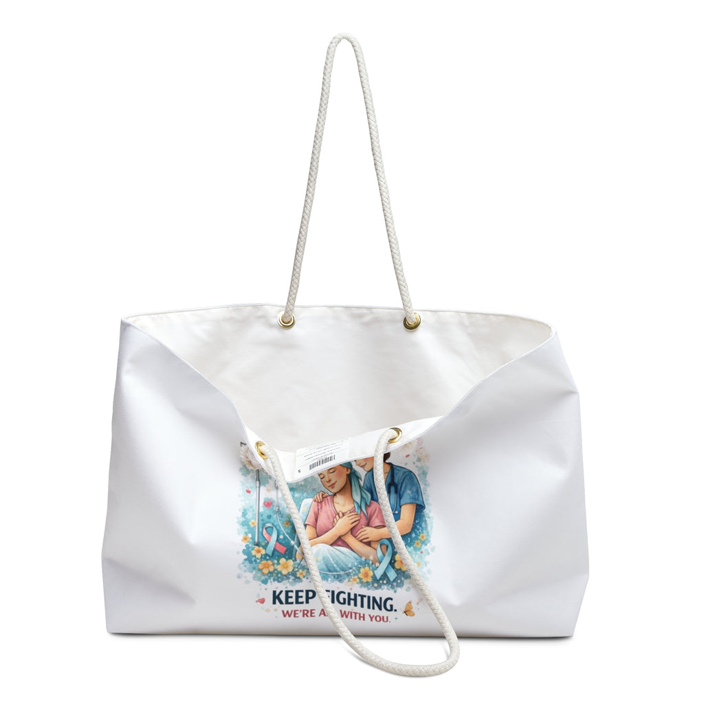 Stronger Than Cancer Weekender Bag | Breast Cancer Ribbon, Hope Courage Fight
