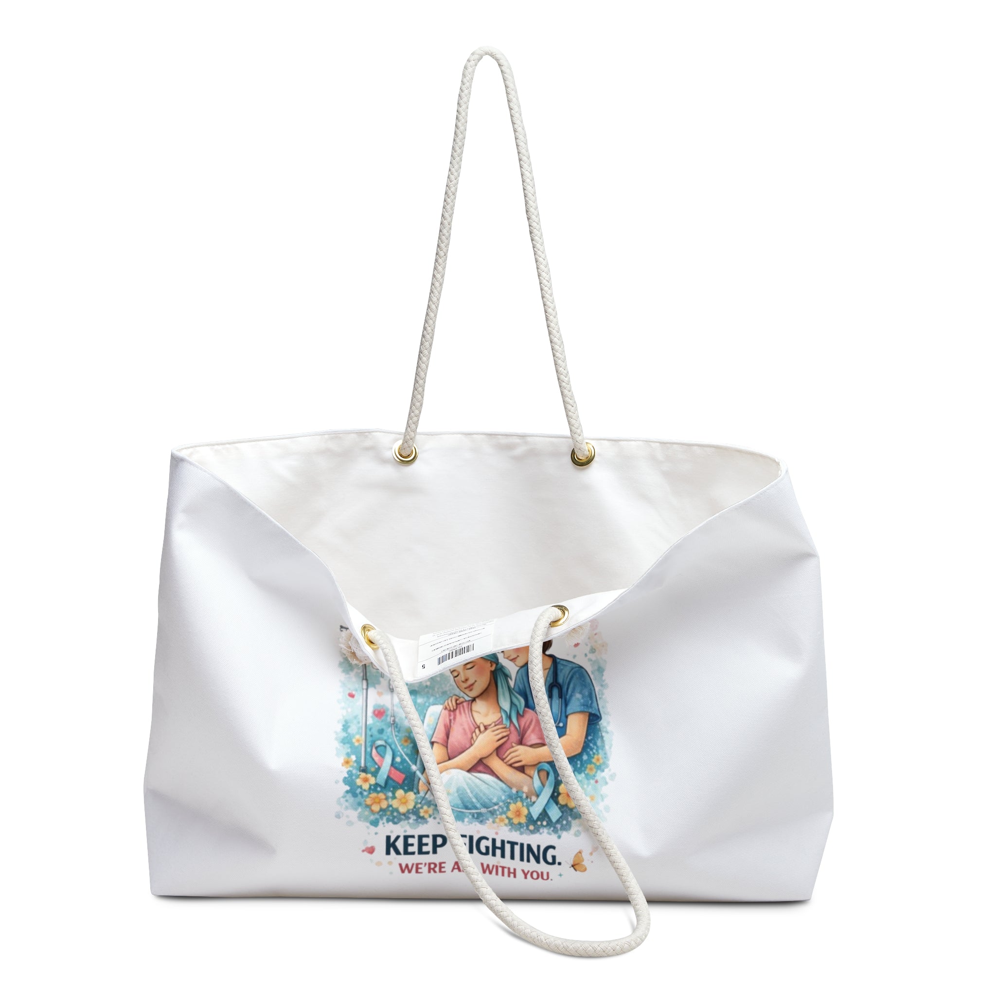 Stronger Than Cancer Weekender Bag | Breast Cancer Ribbon, Hope Courage Fight