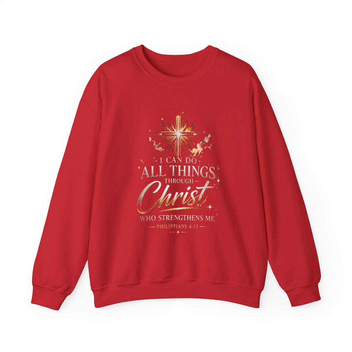 Crewneck Sweatshirt — “I Can Do All Things Through Christ” Faith Verse Pullover
