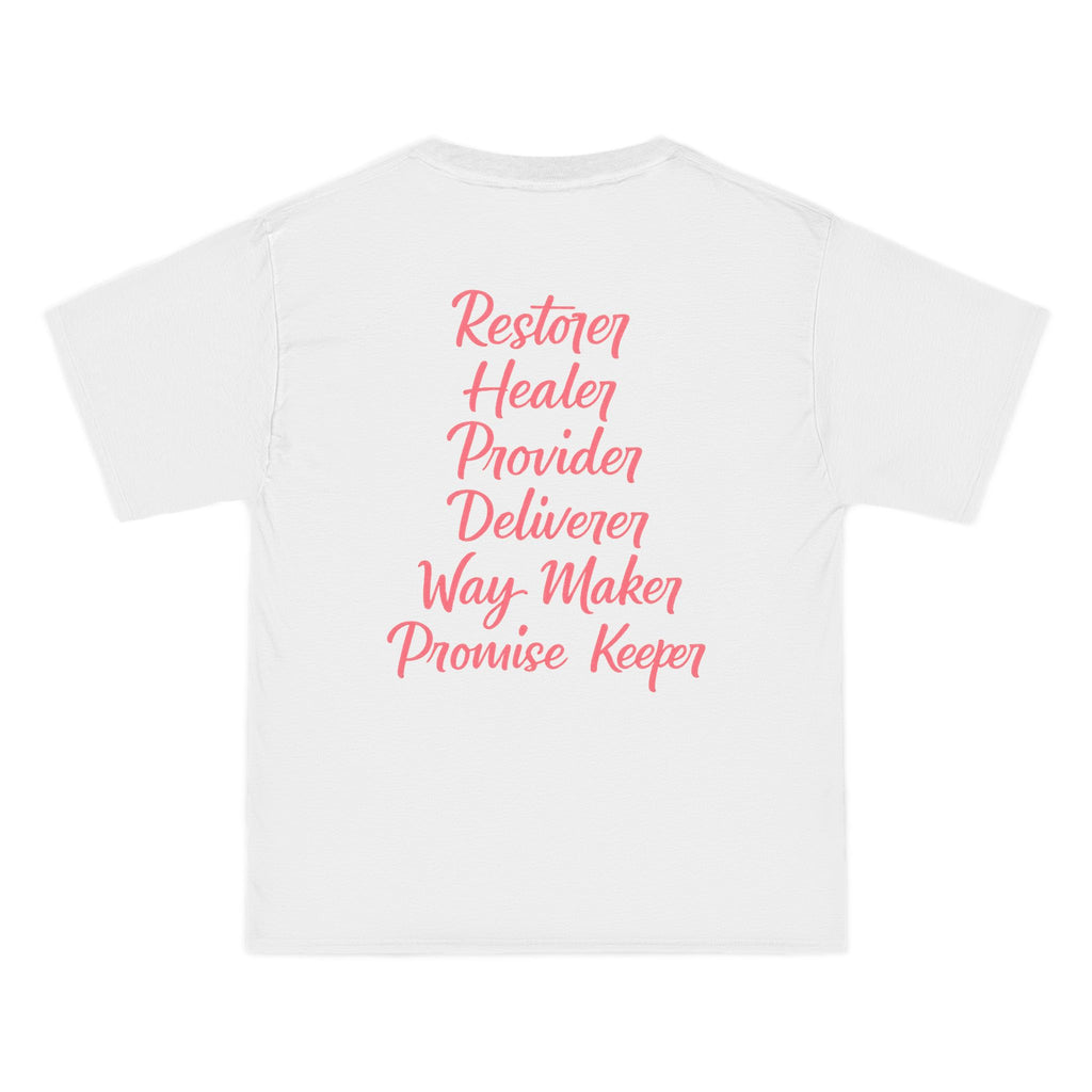 Inspirational Christian T-Shirt — "God Is With Her; She Will Not Fall" (Pink Butterfly)