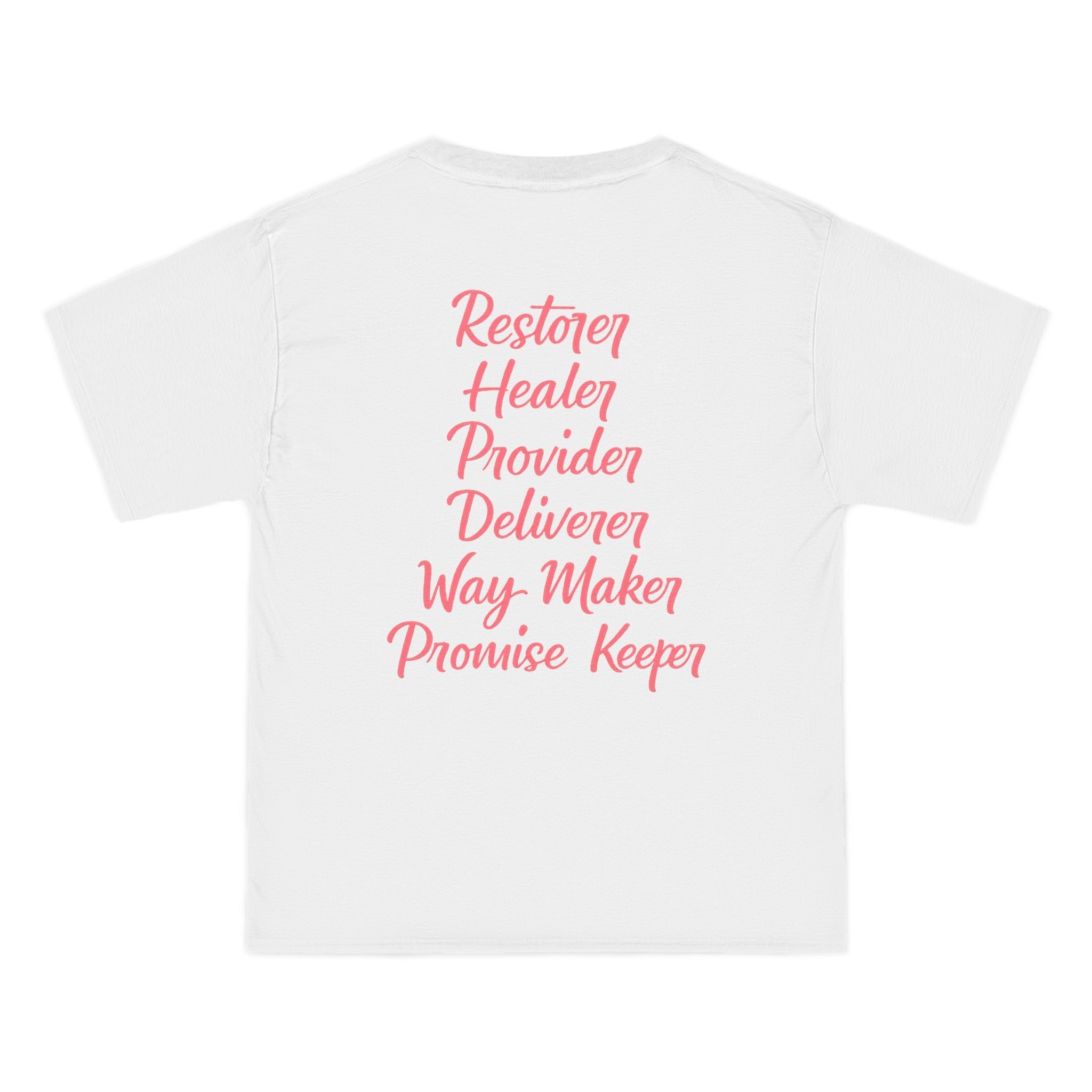 Inspirational Christian T-Shirt — "God Is With Her; She Will Not Fall" (Pink Butterfly)