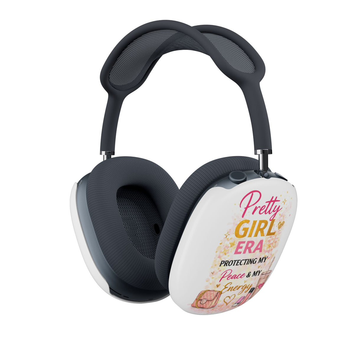 AirPod Max Case — "Pretty Girl Era: Protecting My Peace & Energy" Floral Pink Travel Cover