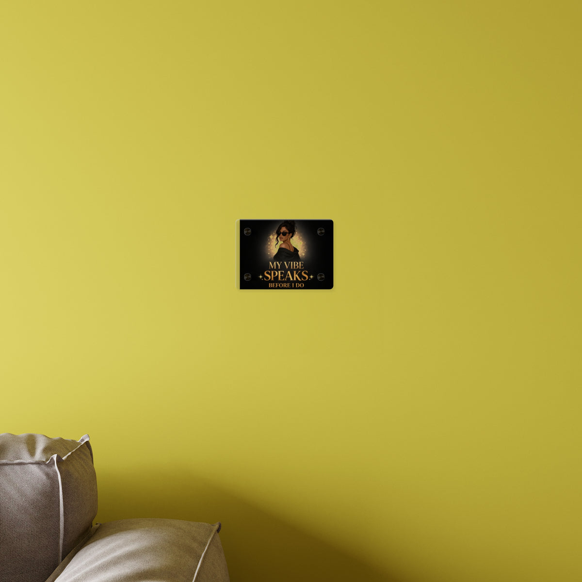Acrylic Wall Art - "My Vibe Speaks Before I Do" Chic Black & Gold Panel