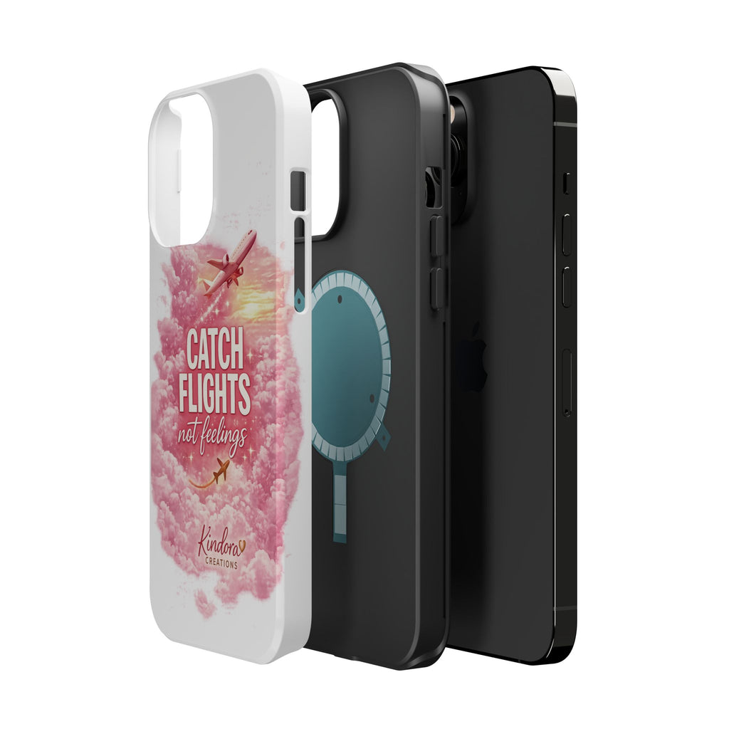 iPhone Case — "Catch Flights Not Feelings" Magnetic Impact-Resistant Travel Phone Case