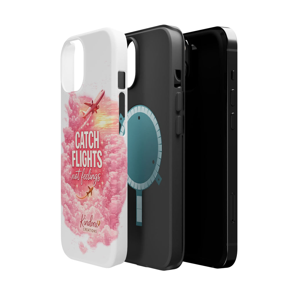 iPhone Case — "Catch Flights Not Feelings" Magnetic Impact-Resistant Travel Phone Case