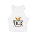 Becoming Her crown design Racer Tank Top | Empowerment typography, gold accents