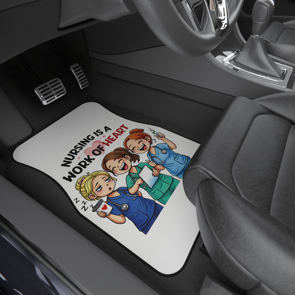 Nurse Car Mats - "Nursing Is a Work of Heart" Front Floor Mat Set