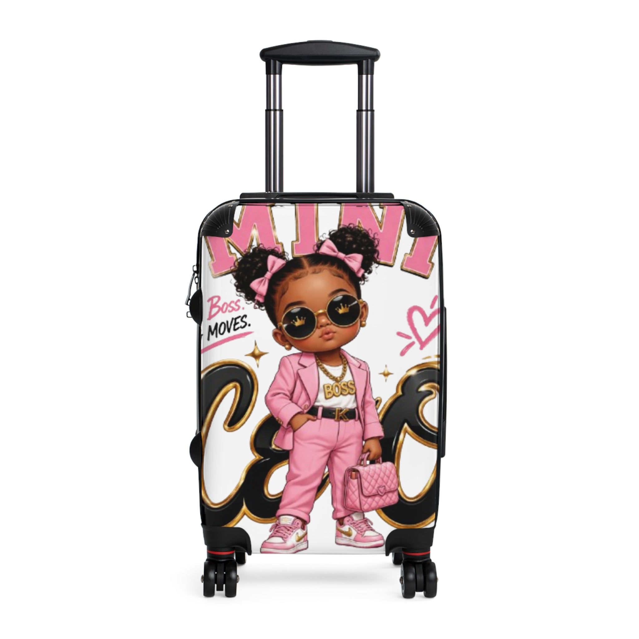 Cute Boss Girl Kids Suitcase – Pink Travel Luggage with ‘Boss Moves’ Design