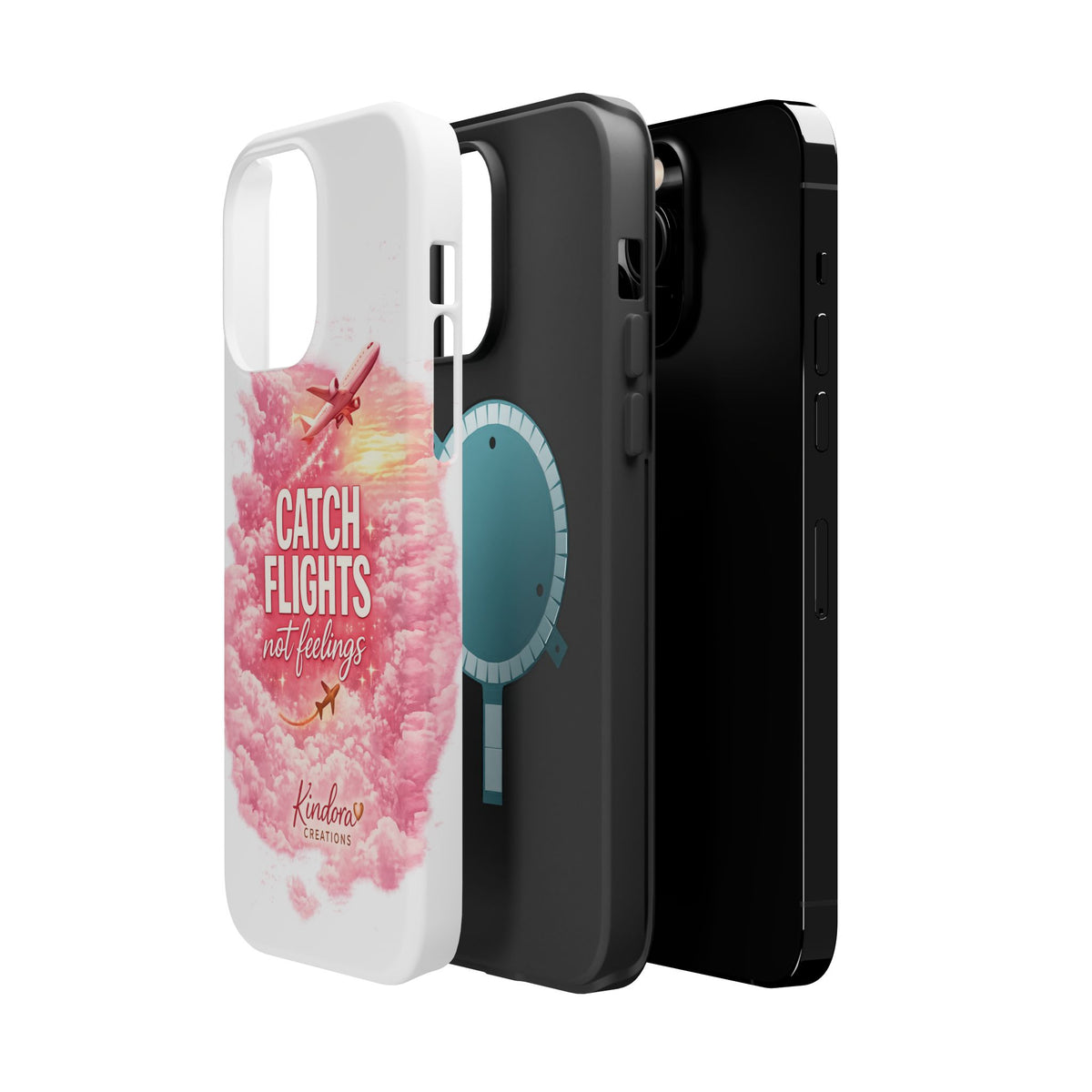 iPhone Case — "Catch Flights Not Feelings" Magnetic Impact-Resistant Travel Phone Case