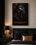 Queen Behavior Only Canvas Wall Art — Black & Gold Portrait Print