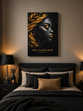 Silent... but Never Small – Gold & Black Portrait Canvas Art