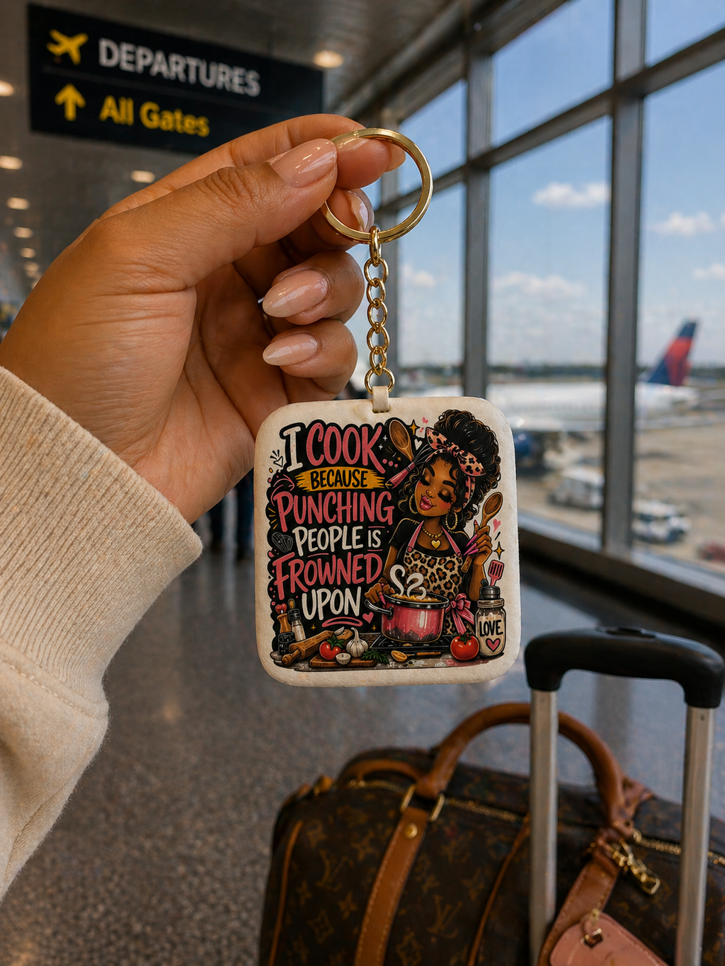 I Cook Because Punching People Is Frowned Upon Mini Plush Keychain