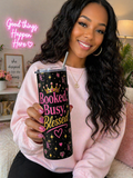 Booked Busy Blessed Tumbler ✨ | Black & Pink Luxury Aesthetic Cup | Insulated Travel Mug (20oz)