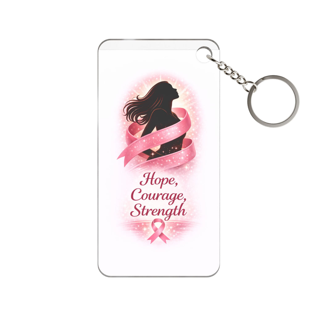 Breast Cancer Awareness Keychain – "Hope, Courage, Strength" Charm