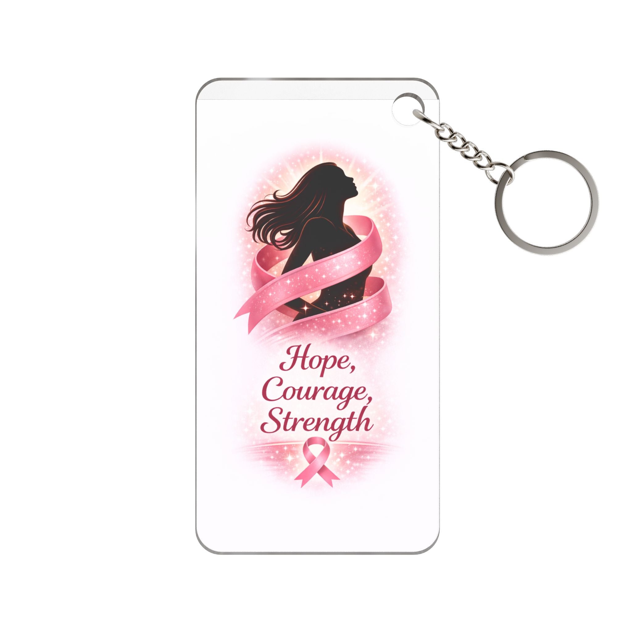 Breast Cancer Awareness Keychain – "Hope, Courage, Strength" Charm