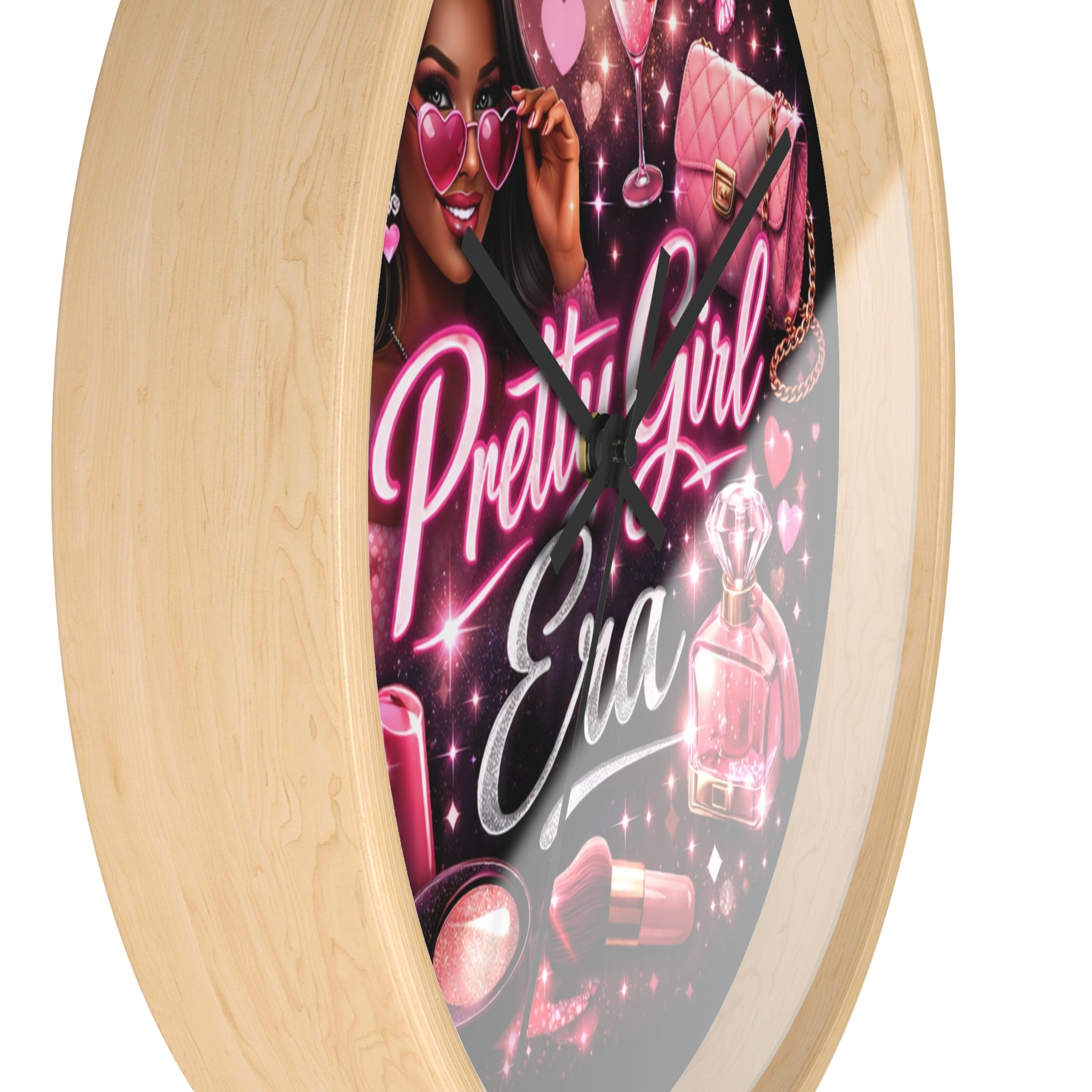 Pretty Girl Era Wall Clock — Glam Makeup & Pink Fashion Decor