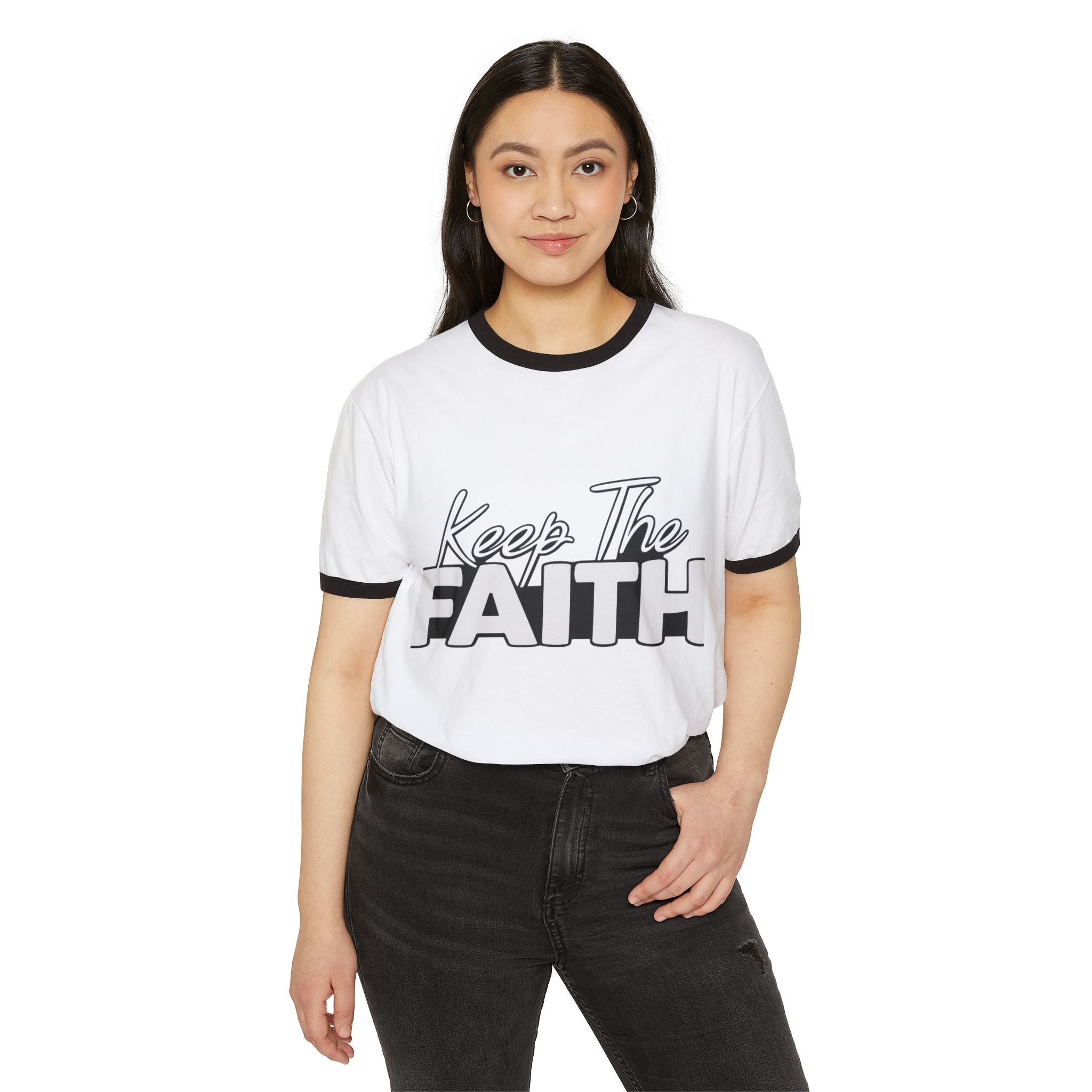 Keep The Faith Ringer Tee — Vintage-Inspired Inspirational T-Shirt