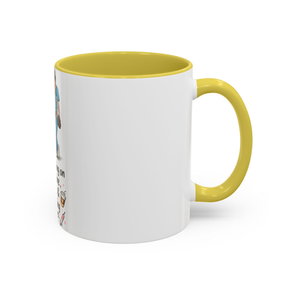 Nurse Mug — "Running on Caffeine, Chaos & a Calling" Color Accent Coffee Cup (11oz/15oz)