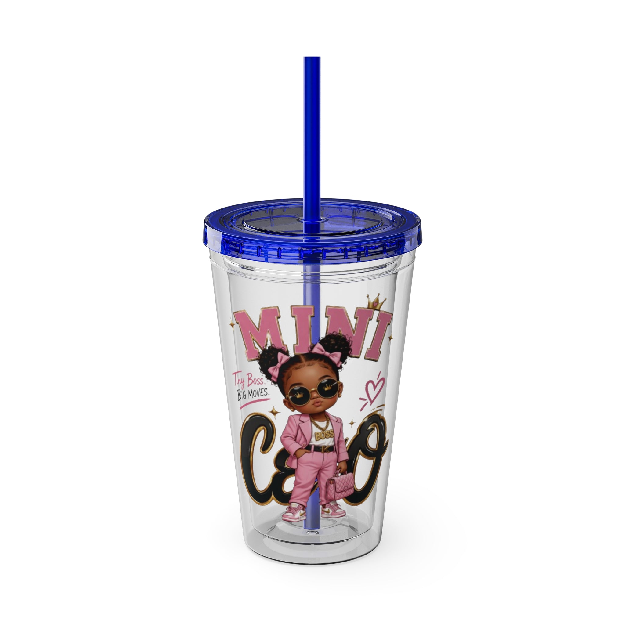 Mini CEO 16oz Tumbler with Straw – Cute Pink Boss Baby Drink Cup