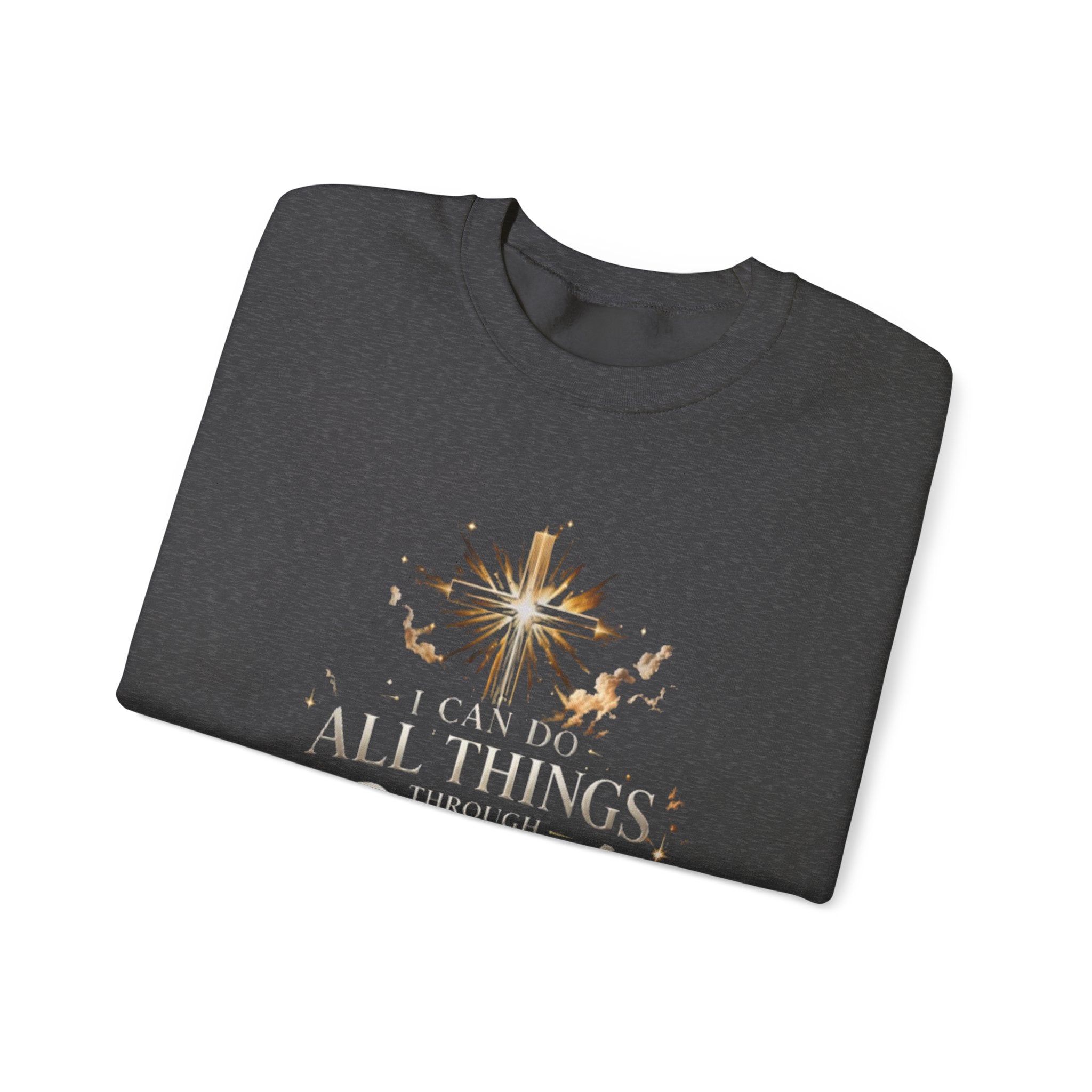 Crewneck Sweatshirt — “I Can Do All Things Through Christ” Faith Verse Pullover