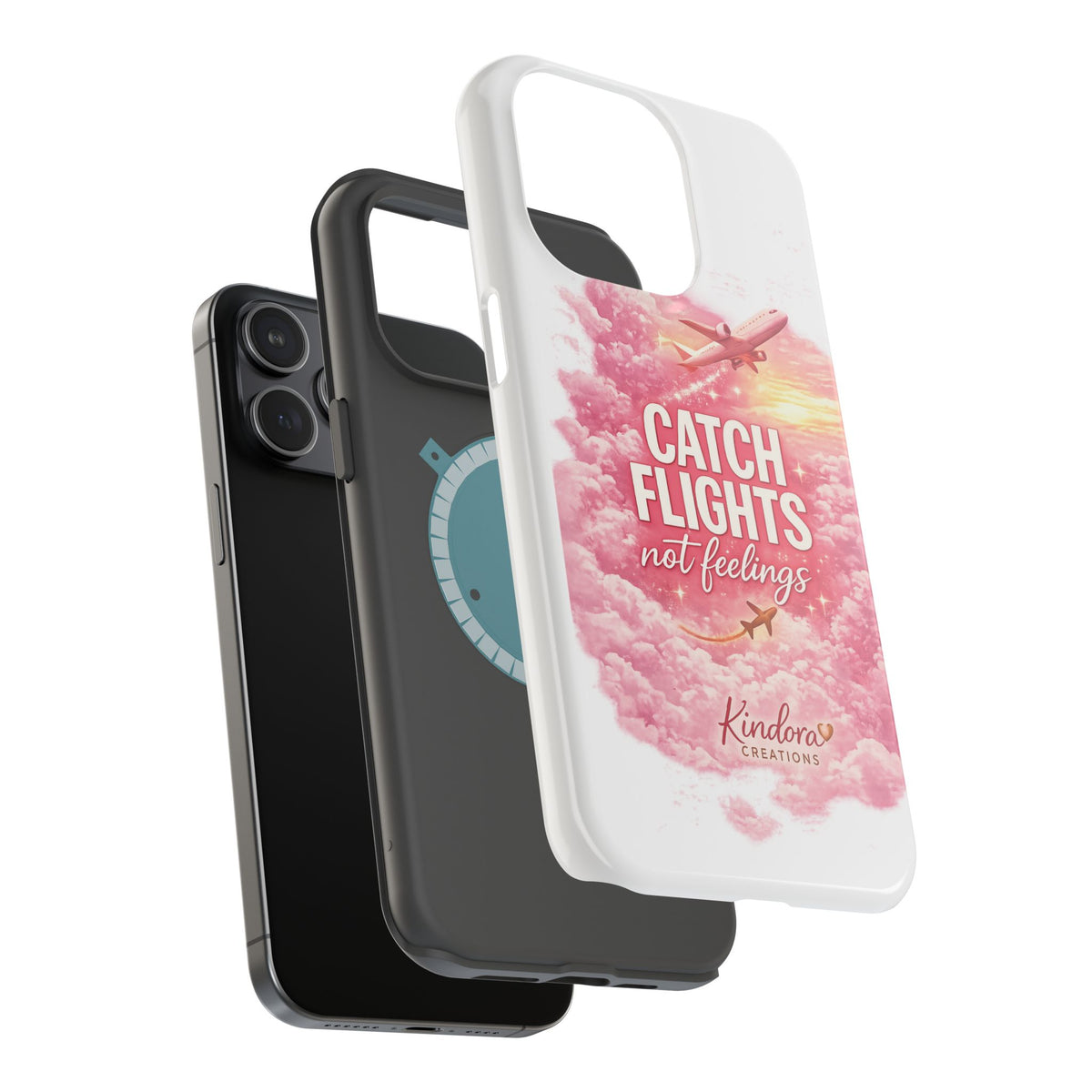 iPhone Case — "Catch Flights Not Feelings" Magnetic Impact-Resistant Travel Phone Case