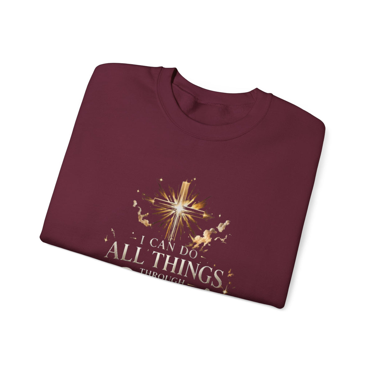 Crewneck Sweatshirt — “I Can Do All Things Through Christ” Faith Verse Pullover