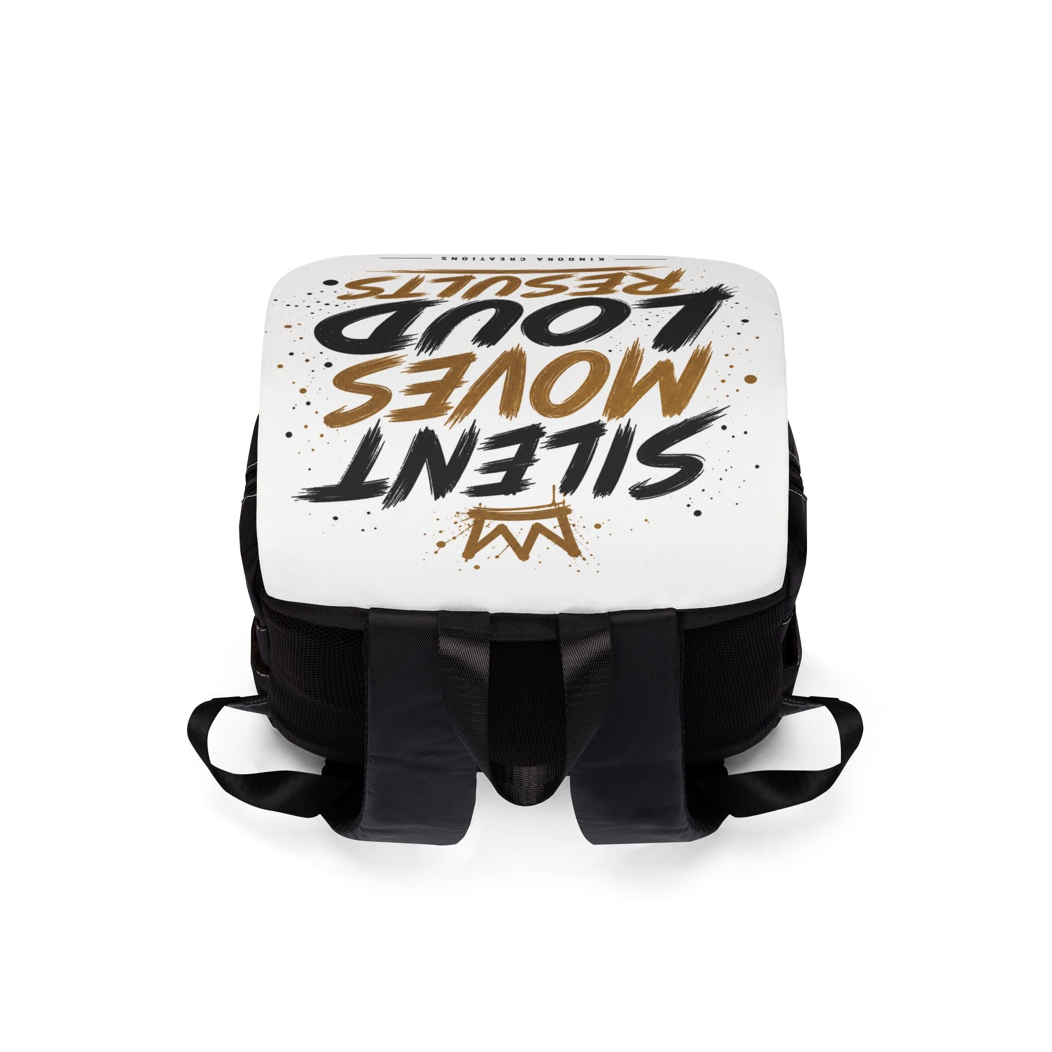 Silent Moves Loud Results Backpack – Motivational Streetwear Laptop Bag for Men