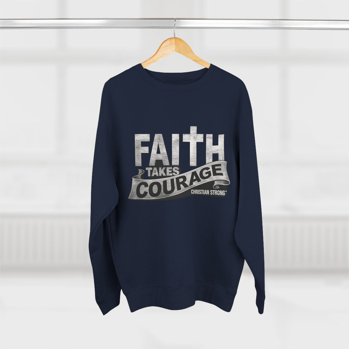 Faith Takes Courage Sweatshirt – Christian Inspirational Joshua 1:9 Scripture Pullover | Faith-Based Gift | Unisex Cozy Crewneck