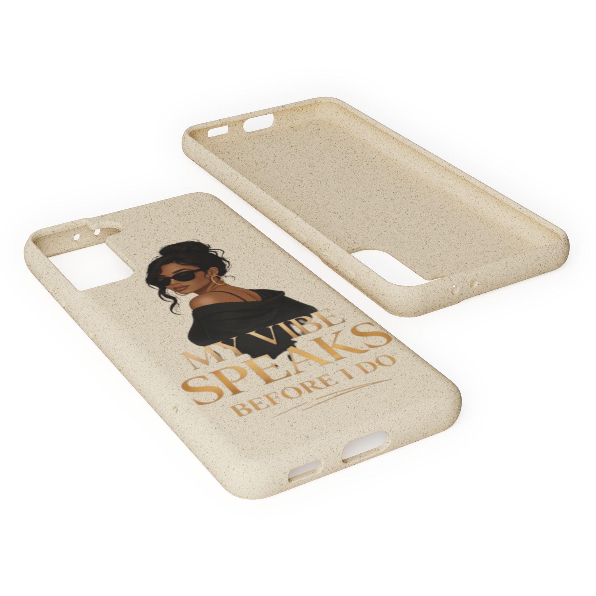 Biodegradable Phone Case — 'My Vibe Speaks Before I Do' Stylish Eco-Friendly Phone Cover
