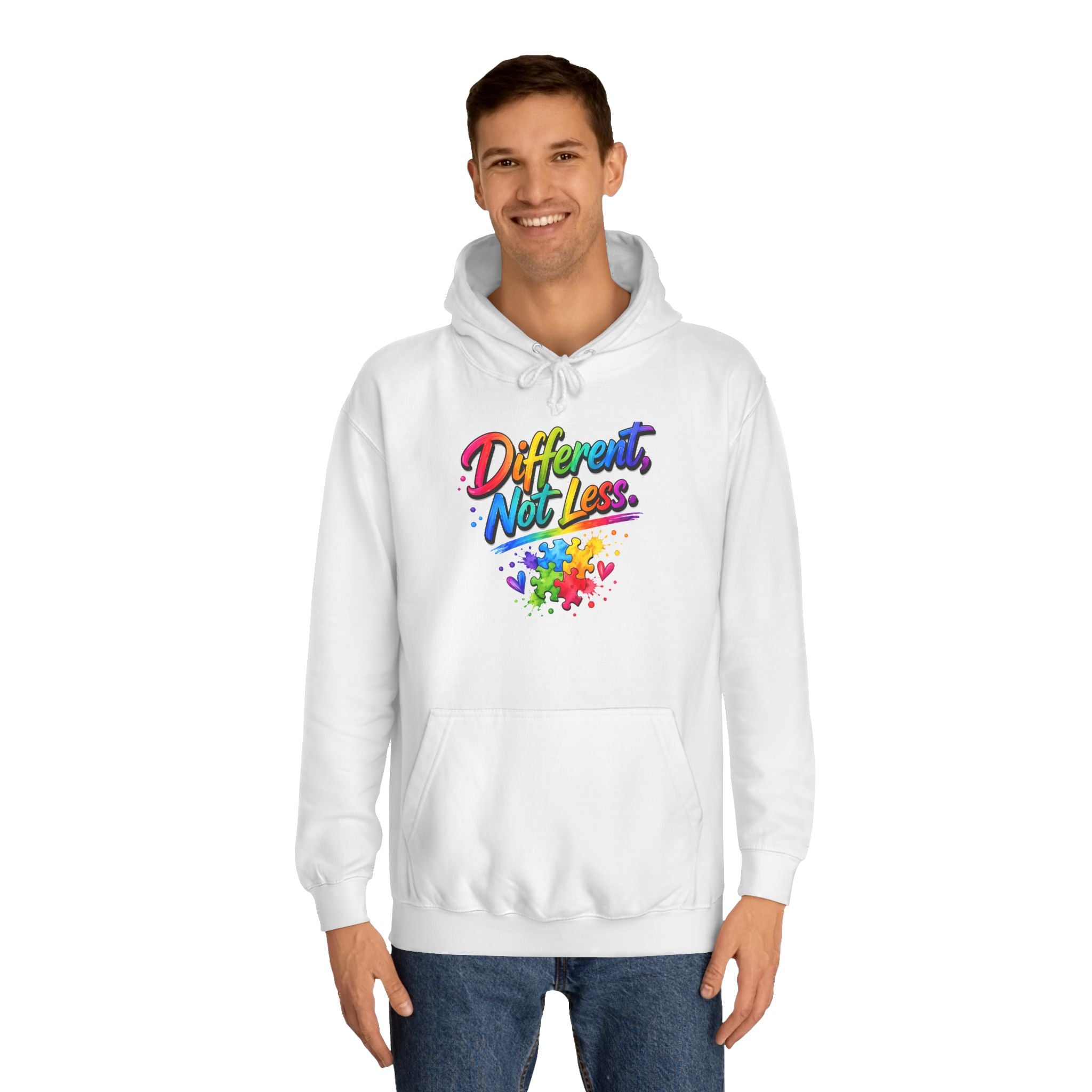 Autism Acceptance Hoodie - "Different, Not Less" Rainbow Infinity Pullover