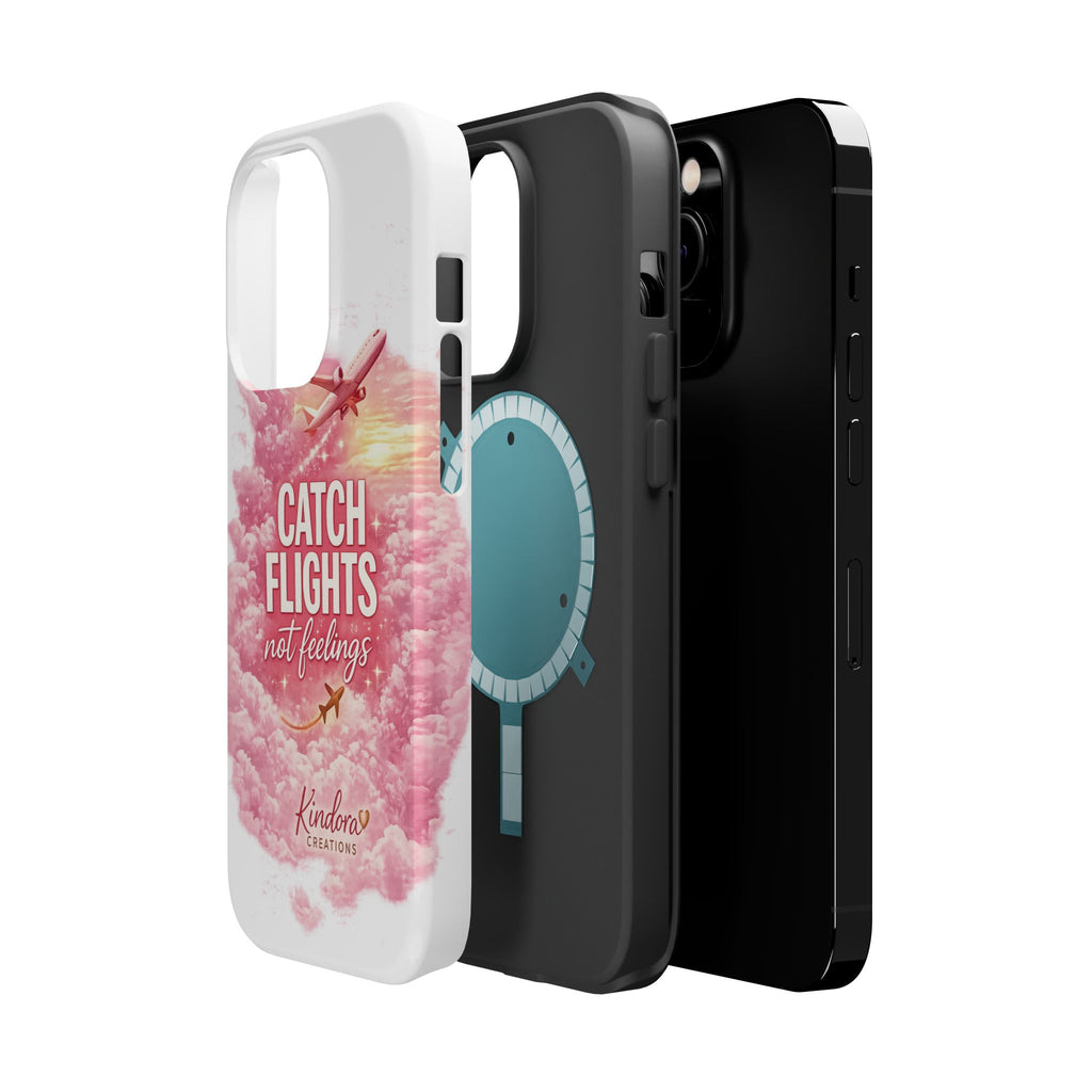 iPhone Case — "Catch Flights Not Feelings" Magnetic Impact-Resistant Travel Phone Case