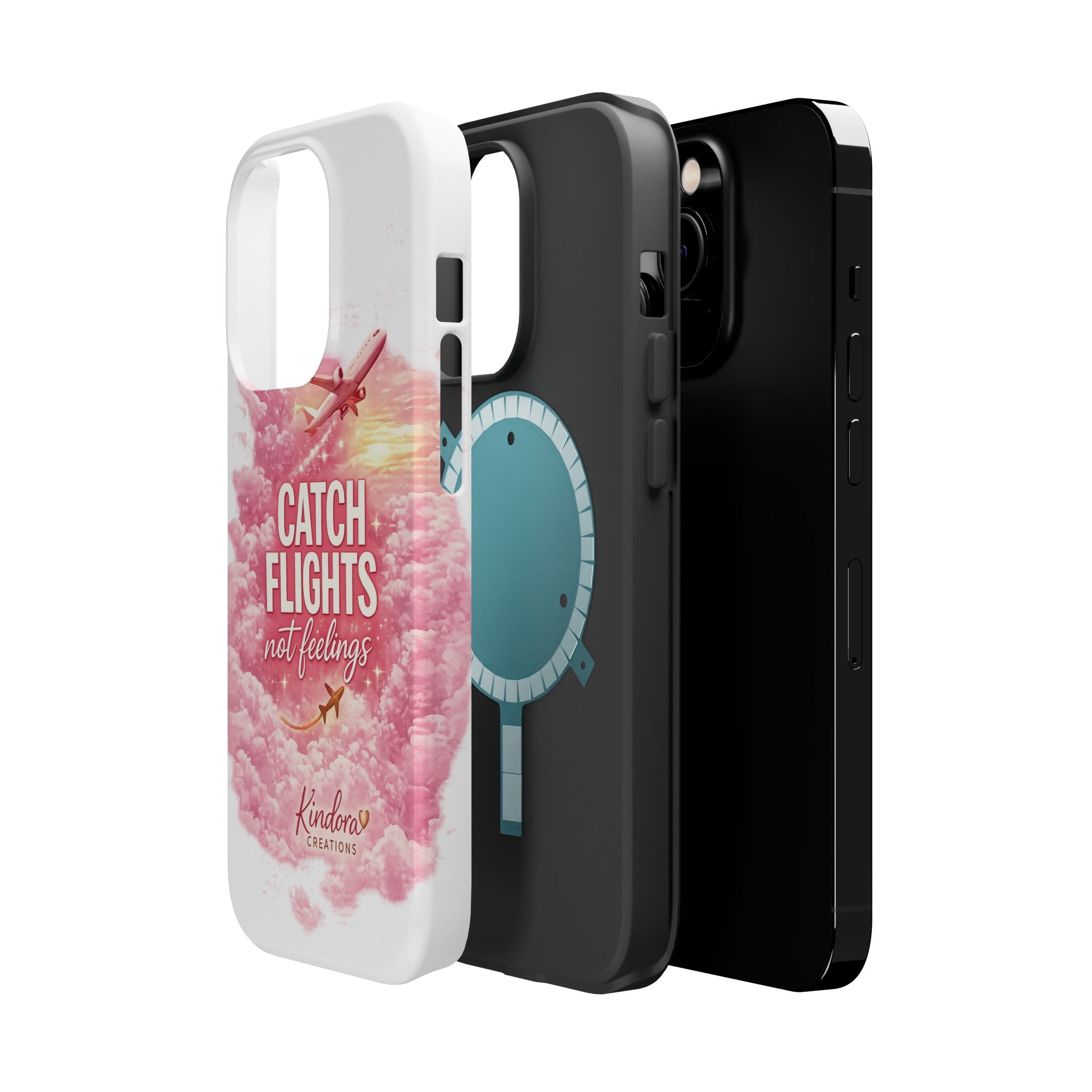iPhone Case — "Catch Flights Not Feelings" Magnetic Impact-Resistant Travel Phone Case