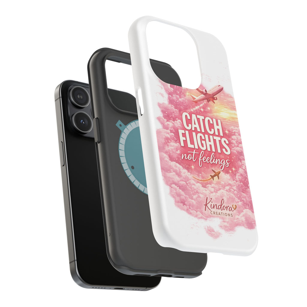 iPhone Case — "Catch Flights Not Feelings" Magnetic Impact-Resistant Travel Phone Case