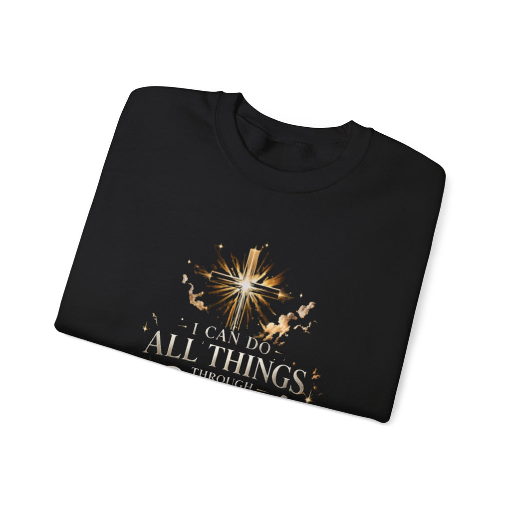 Crewneck Sweatshirt — “I Can Do All Things Through Christ” Faith Verse Pullover