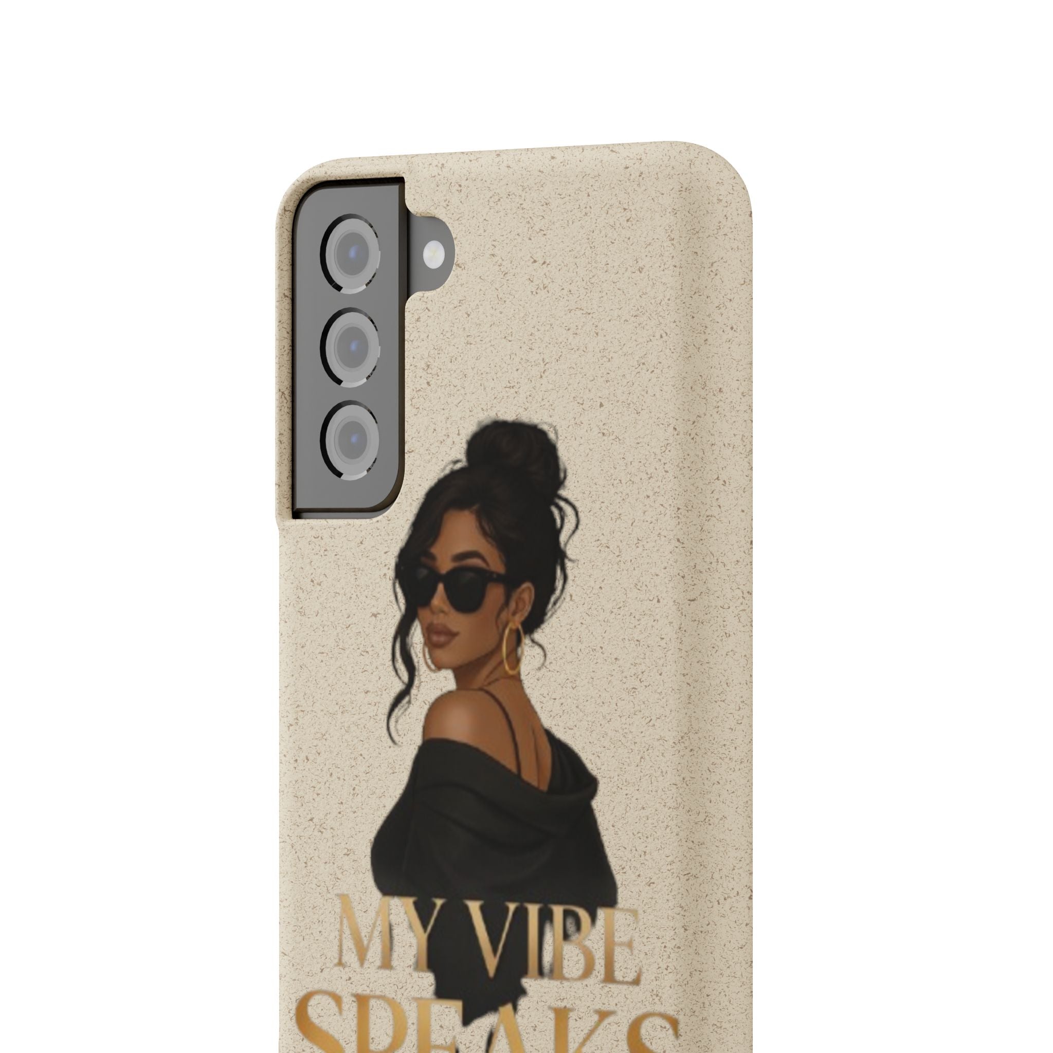 Biodegradable Phone Case — 'My Vibe Speaks Before I Do' Stylish Eco-Friendly Phone Cover