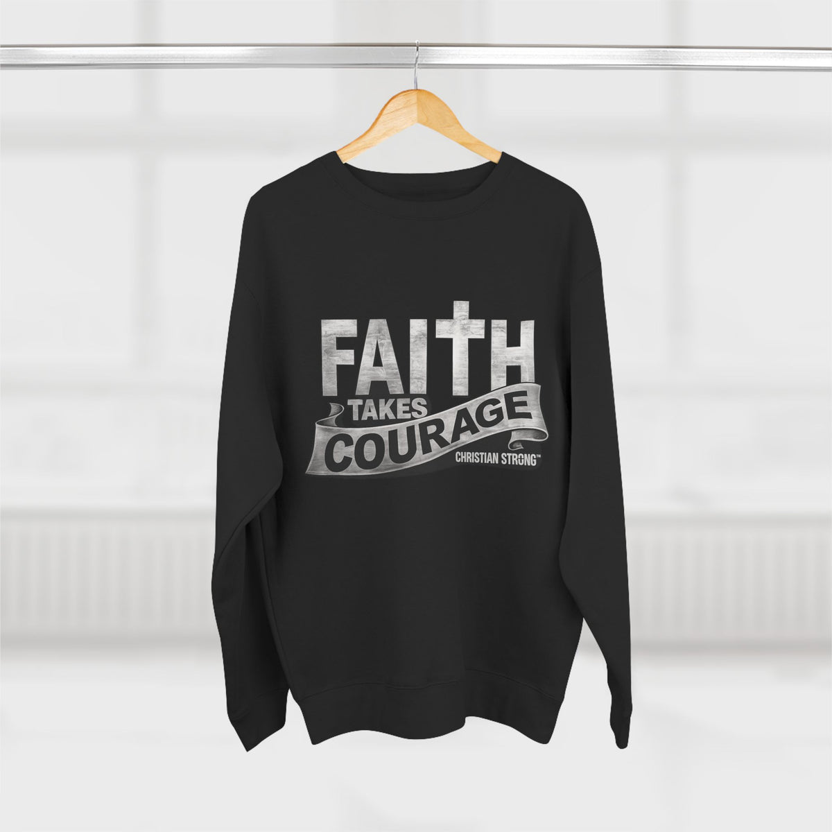Faith Takes Courage Sweatshirt – Christian Inspirational Joshua 1:9 Scripture Pullover | Faith-Based Gift | Unisex Cozy Crewneck