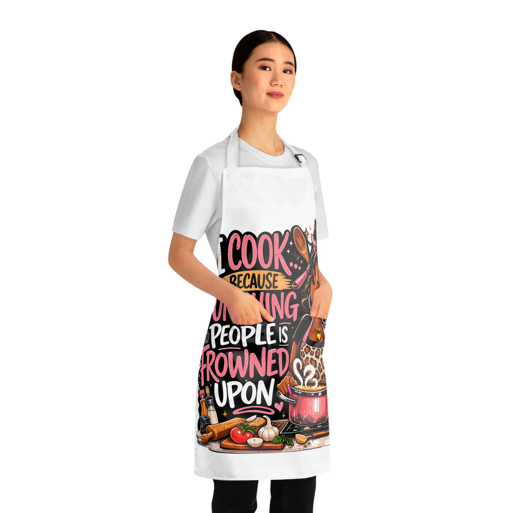 Funny Kitchen Apron — "I Cook Because Punching People Is Frowned Upon" Chef Gift